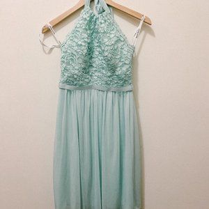 David’s Bridal Lace Halter Mesh Dress - Mint
